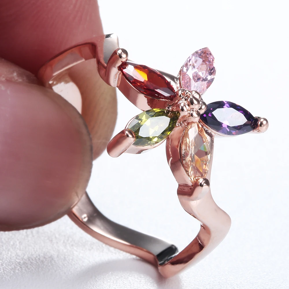 Hainon Hot Sale Silver Color Elegant Wave Colorful Rings New Vintage CZ Zircon Jewelry Wedding Gift Luxury Promise | Украшения и