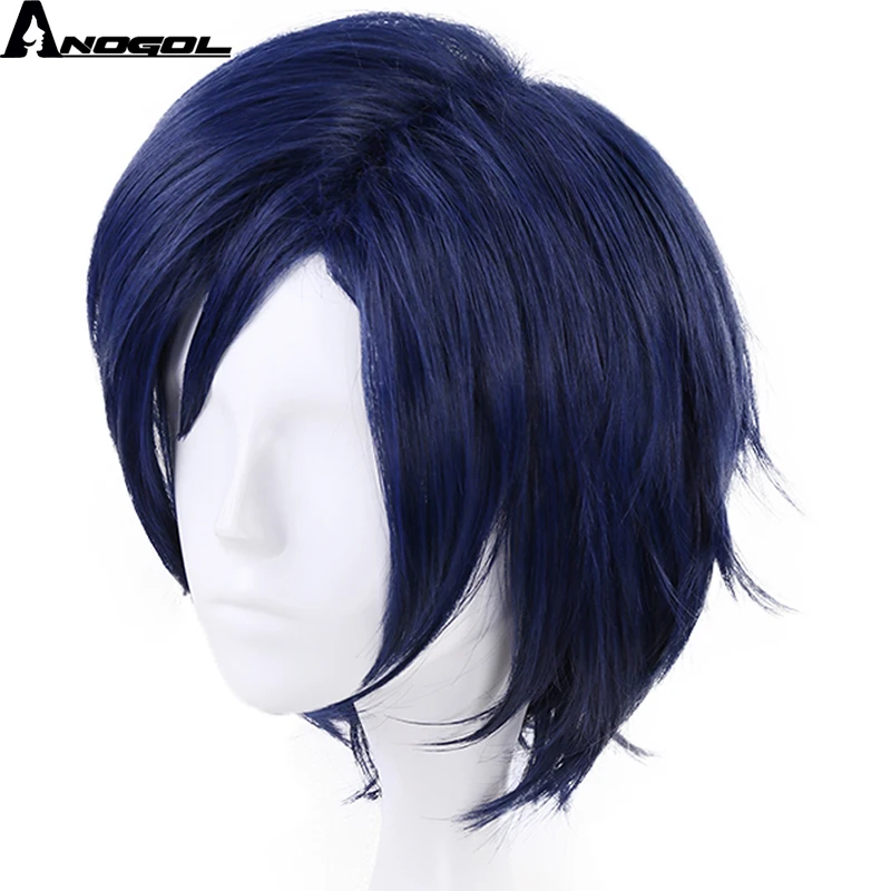 Anogol синий My Hero Academy короткие прямые Tenya Iida короткие прямые волосы парики синтетический косплей парик для костюма часть Хэллоуин
