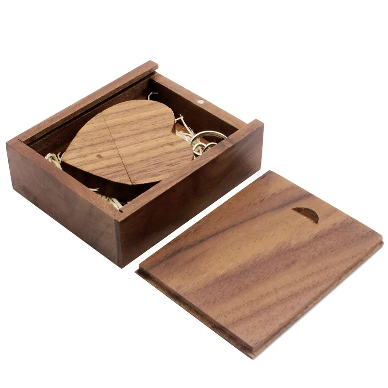 Walnut USB with BOX Jaster логотип на заказ деревянное сердце USB+ коробка USB флэш-накопитель 64 ГБ 32 ГБ 16 ГБ 8 ГБ usb 2,0 Фотография Свадебные подарки - Цвет: Walnut USB with BOX