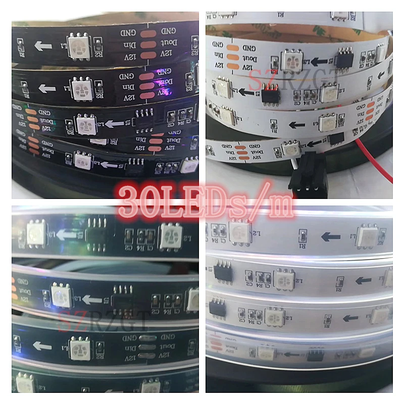 WS2811 5050 RGB Светодиодная лента 1 м/5 м 150 300 светодиодов индивидуально Адресуемая DC12V