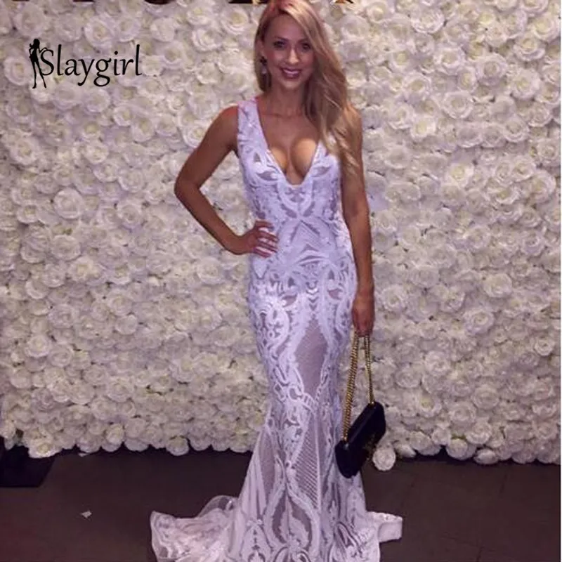 Slaygirl/белые вечерние платья для женщин осеннее облегающее элегантное сексуальное