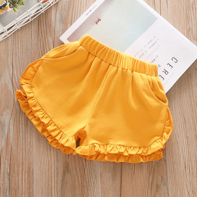 2019 г. Летняя одежда для маленьких девочек хлопковые однотонные детские шорты с