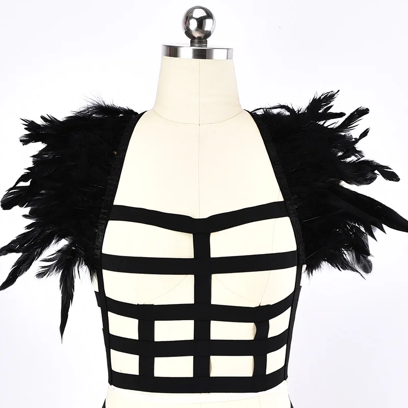 Женская портупея JLX. Эполета с перьями и крыльями клетка бюстгальтер на плечо