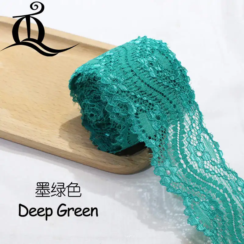 deep green 5 Ярд 24 смешанные цвета аксессуары для одежды изысканный цвет кружево качество ткань кружево с эластичным кружевом шириной 5,5 см эластичное кружево, лента - Цвет: deep green