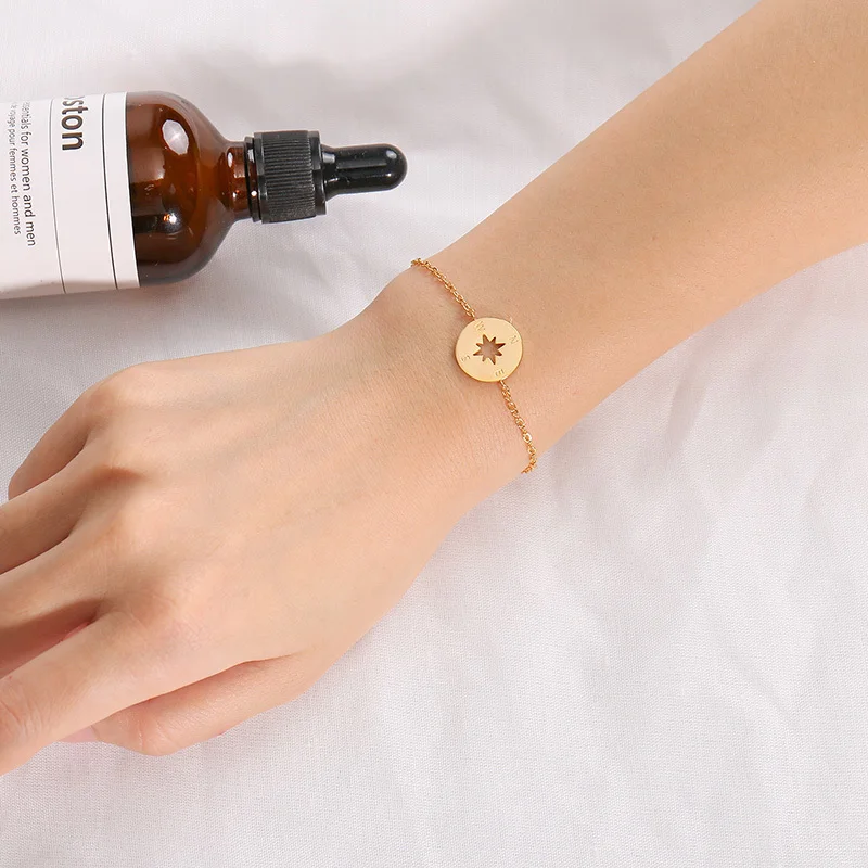 Золотой браслет с компасом Femme BFF ювелирные изделия для путешествий Pulseras Mujer