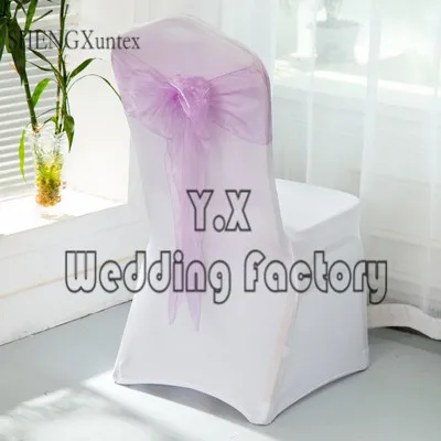 Белый чехол для стула из спандекса по низкой заводской цене 50 шт. + ленты органзы