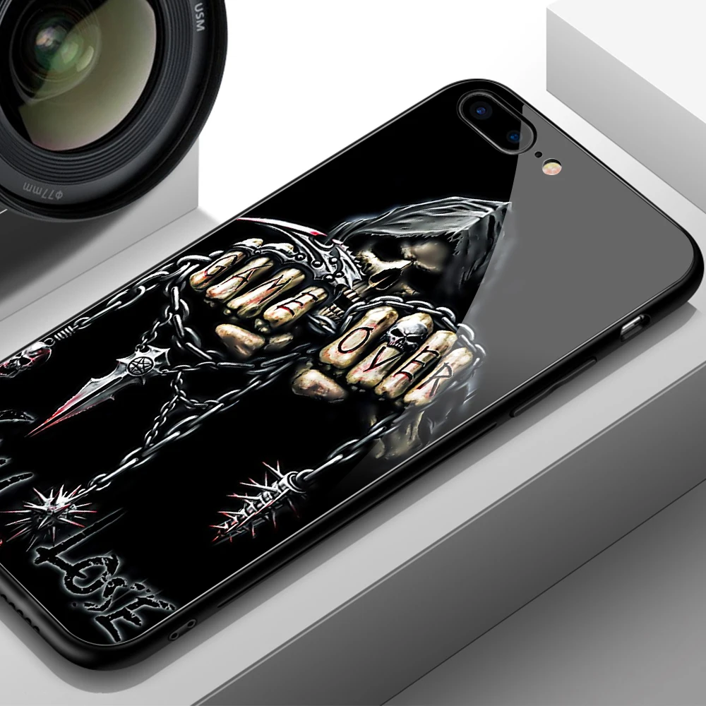 FinderCase чехол для iPhone 7 стеклянный крутой череп узорная твердая задняя крышка 6 6S 8