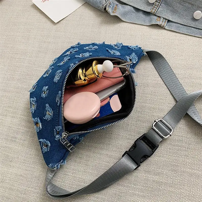 

2019 Fanny Pack Waist Bag Women Waist Packs Belt Bag Luxury Denim Chest Handbag Blue Color New Fashion Quality