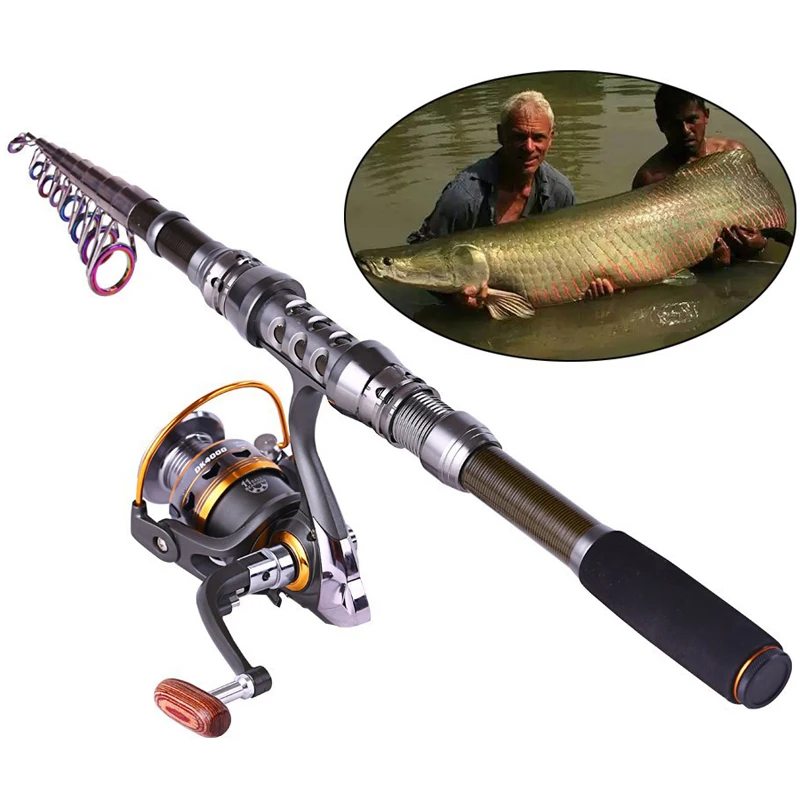 Spinning Fishing Rod 1.8m-3.3m Feeder Carbon Fiber Telescopic Set with Reel Travel Carp Fish Pole Bamboo Tackles | Спорт и