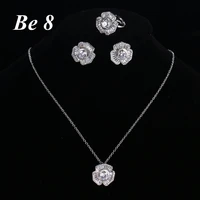 be8 brand luxury womens jewelry sets inculding1 pair floral cz stud earrings 1 flower chain pendant necklace ring s 017