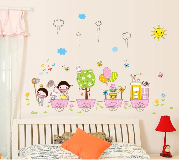 Бесплатная доставка детство ПВХ наклейки на стену детский домашний декор