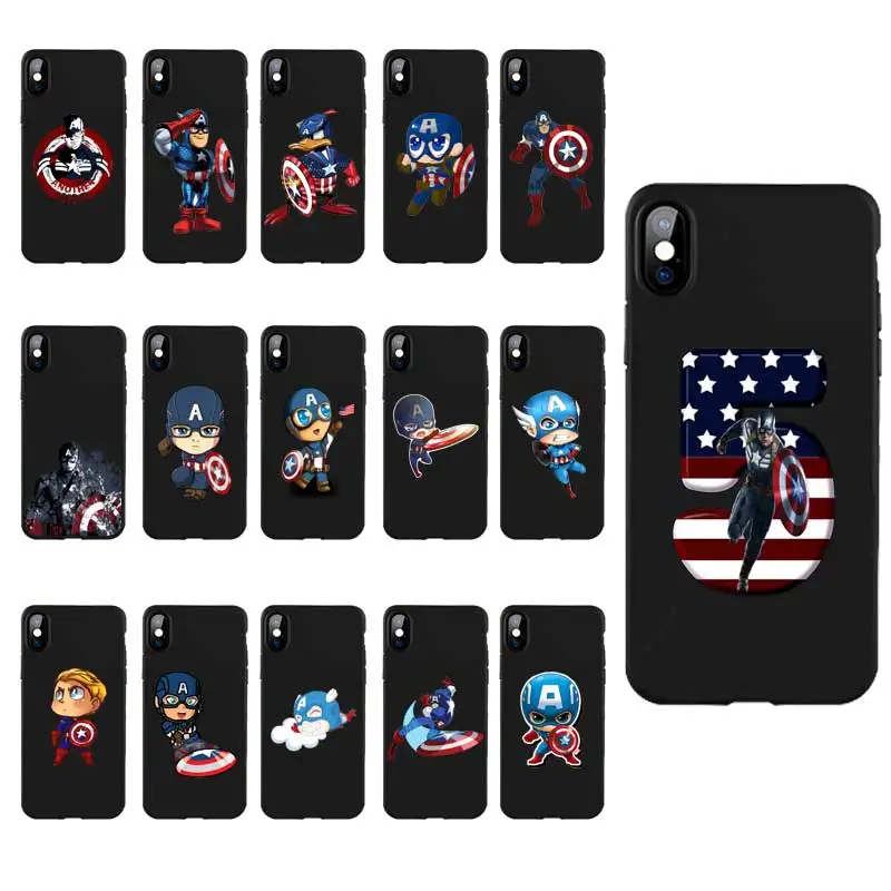 M177 Captain America Black Silicone Case Cover For Apple iPhone 11 Pro XR XS Max X 8 7 6 6S Plus 5 5S 5G SE |