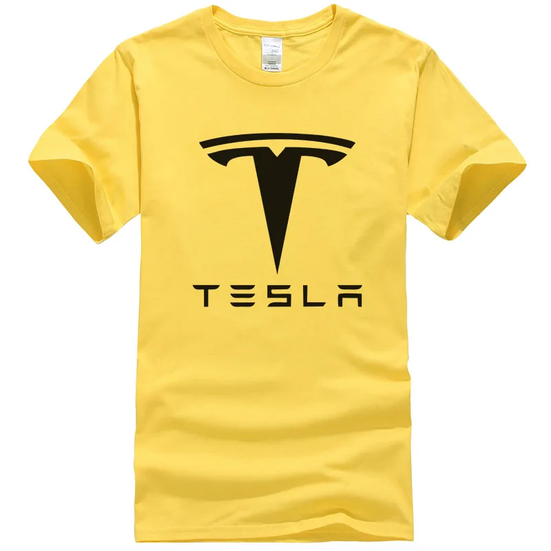 yellow Новинка, Tesla, мужские футболки, короткий рукав, круглый вырез, с буквенным принтом, хлопок, мужские футболки, повседневная футболка для мальчиков, топы, много цветов, T134 - Цвет: yellow