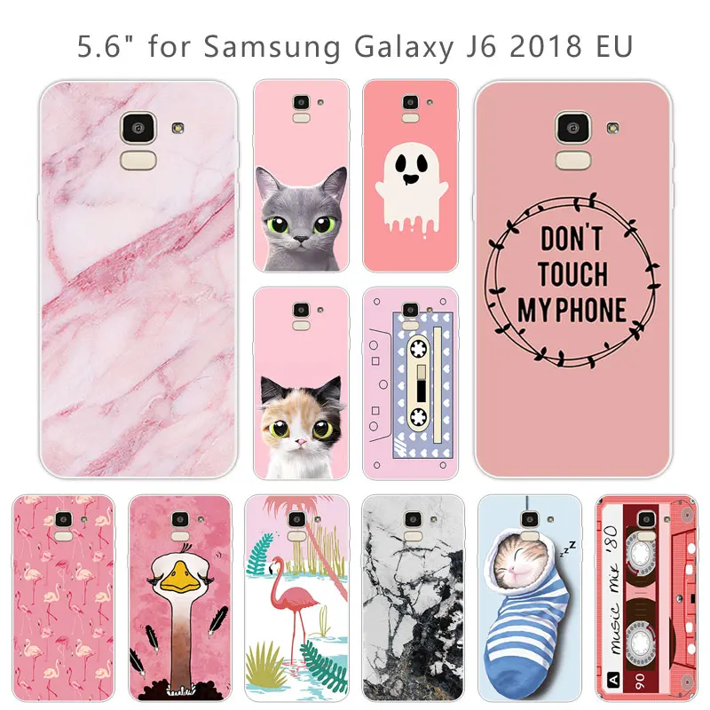 Для Samsung Galaxy J6 2018 розовый чехол для телефона 5 6 дюйма задние Чехлы J600 SM-J600F