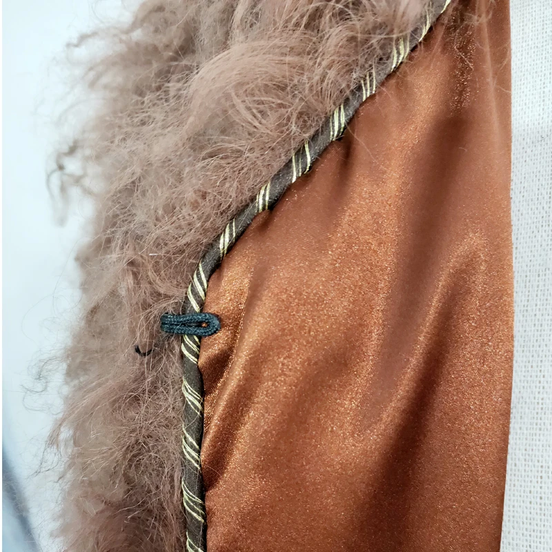 Натуральное пляжное шерстяное Тканое пальто из монгольского овечьего меха