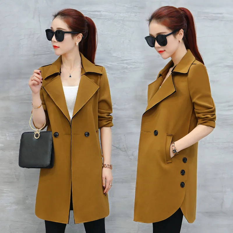 

2019 spring new women's jacket Korean Slim thin fashion casual women's jacket wild windbreaker in the long section