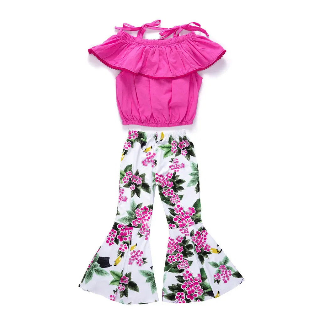 Комплект летней одежды из 2 предметов для маленьких девочек Однотонные Короткие