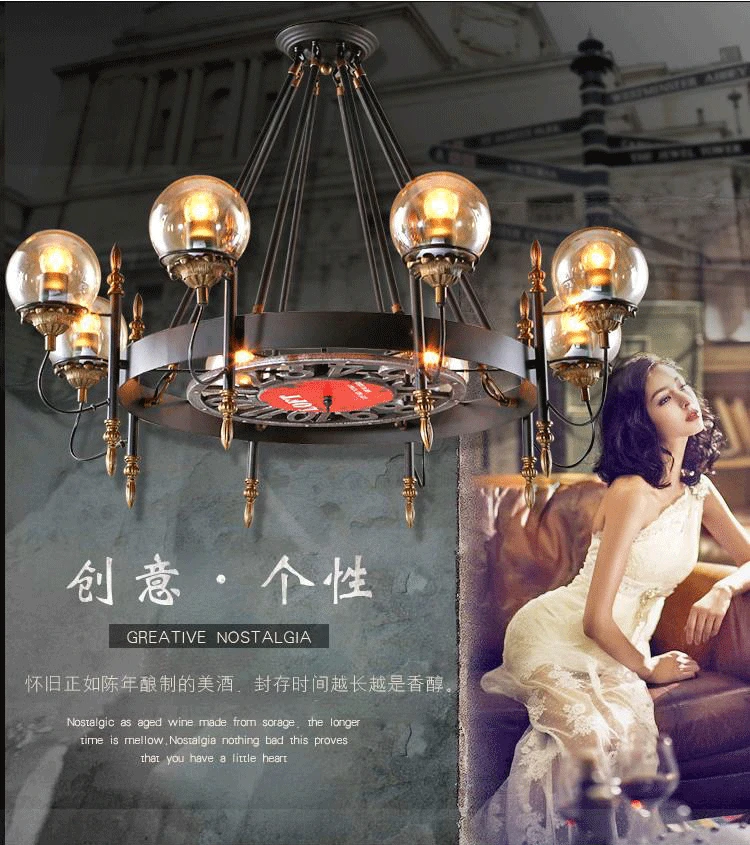 Американская ретро люстра из кованого железа В индустриальном стиле