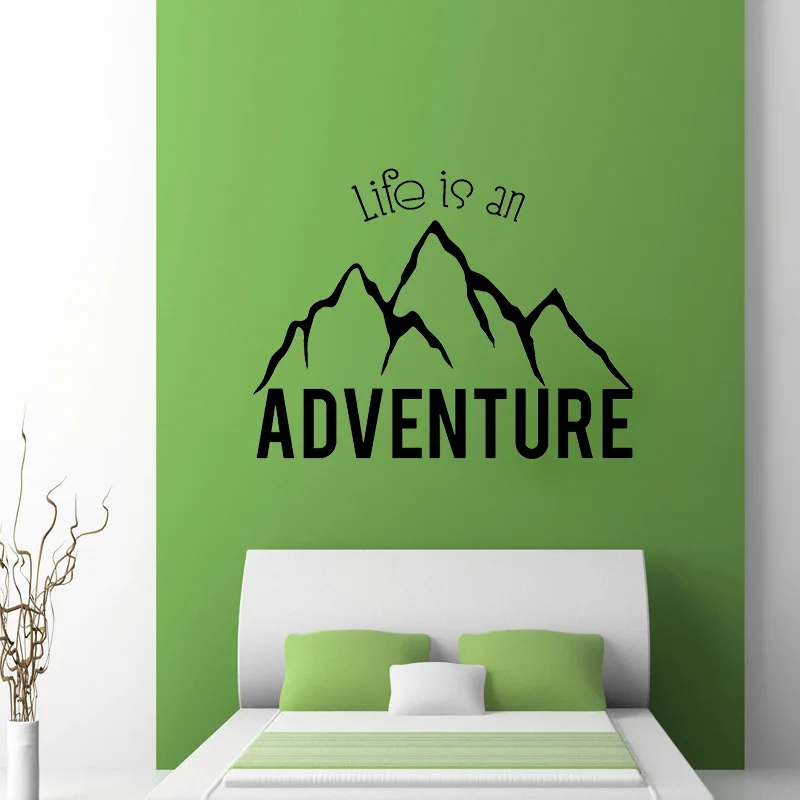 YOJA 76 см * 58 5 Life Is Adventure Настенная Наклейка с изображением горы художественный декор из ПВХ W1 503|Наклейки на