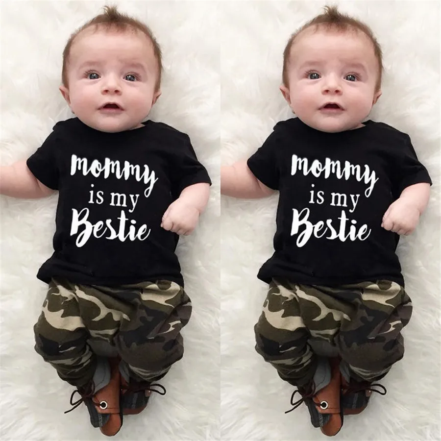 Одежда для маленьких мальчиков футболка с короткими рукавами mommy is my bestie + длинные