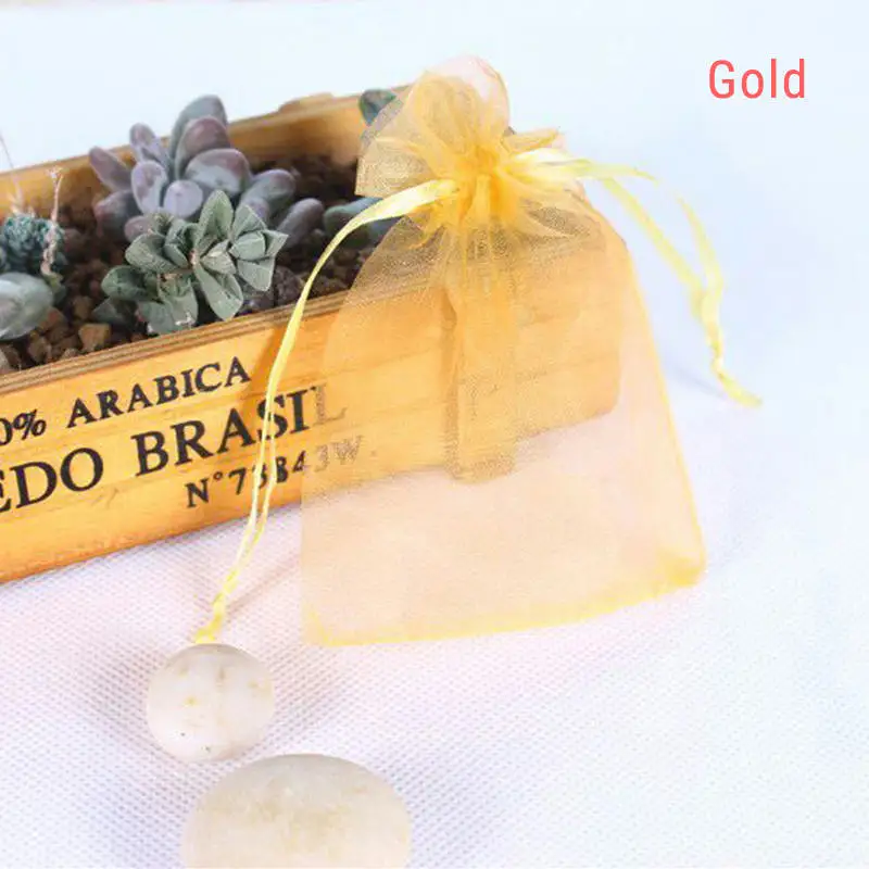 Gold Kejialai 7x9 10x12 10x15 13x18 см 50 шт. 17 цветов сумка для ювелирных изделий свадебный подарок мешочек из органзы для ювелирных изделий упаковка для ювелирных изделий - Цвет: Gold