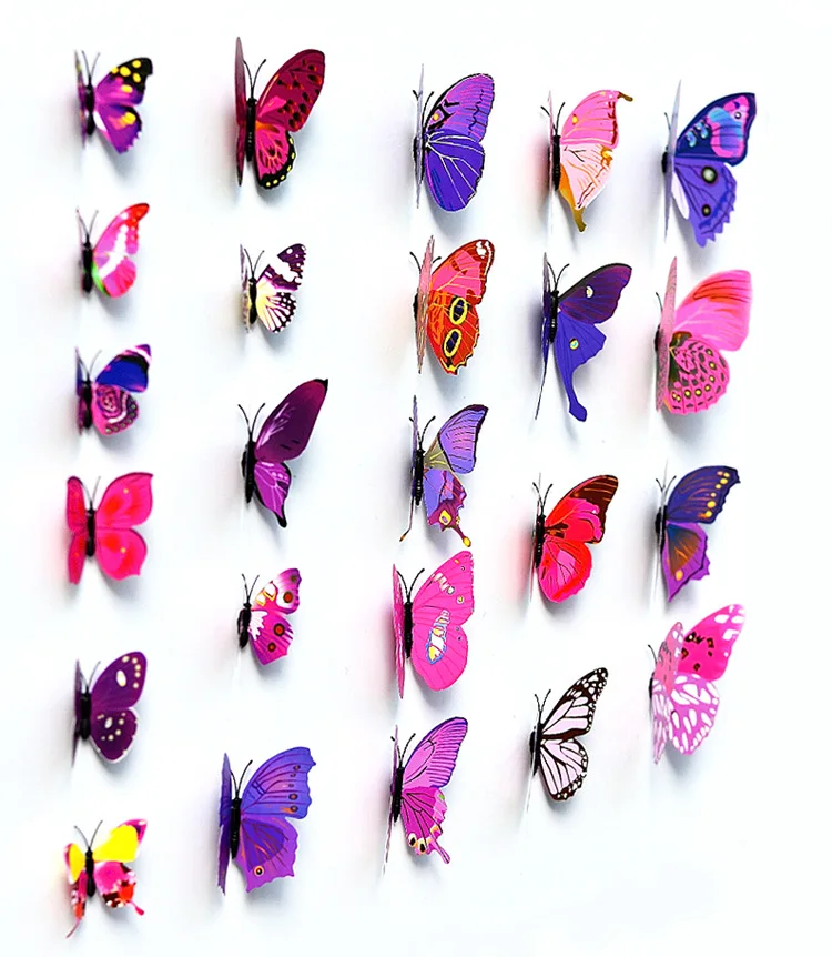 3D Трехмерная имитация цвета эмуляции декоративные наклейки на стену с бабочкой 12