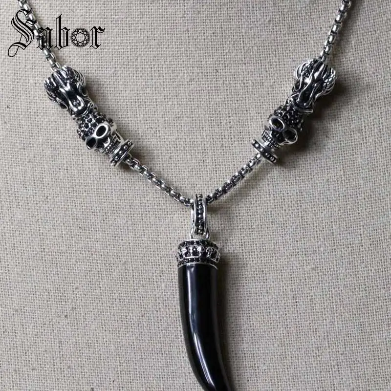 Necklace Tiger Tooth Gift For Women &amp Men Female Rebel Bead silver color Fashion Jewelry Wholesale thomas | Украшения и