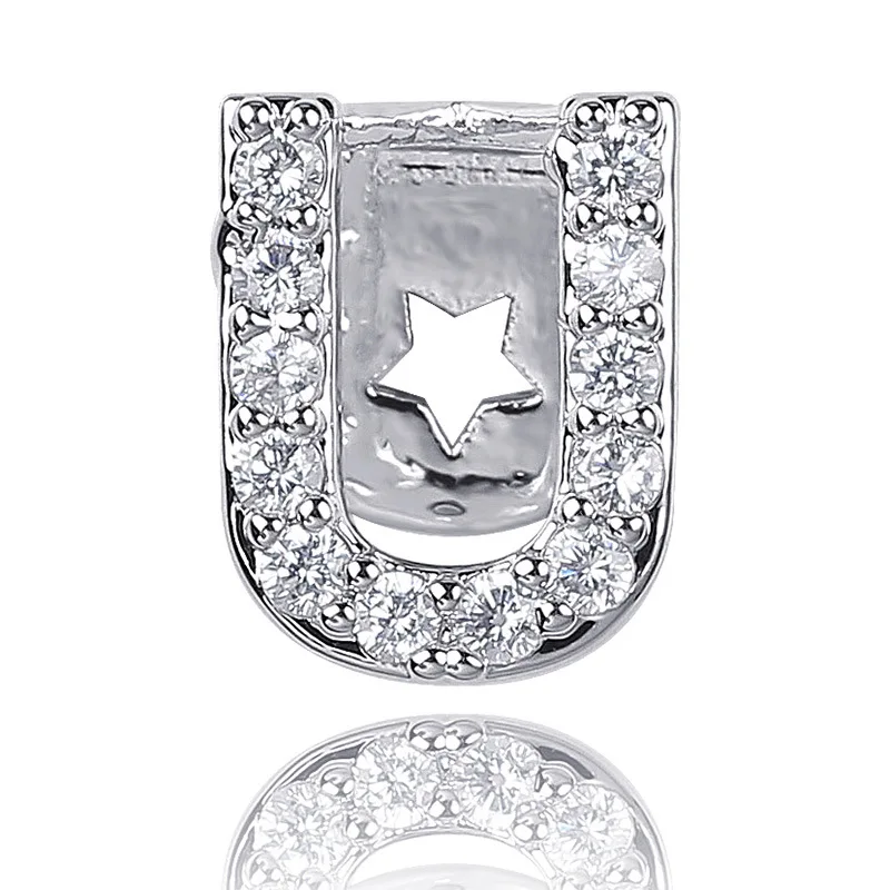 AAA циркониевый камень cz проложить Bling, одна буква, декоративные Зубные коронки Для мужчин название решетки Косплэй вечерние Мужской панк ювелирные изделия цвета: золотистый, серебристый