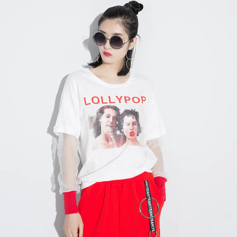 Футболка Женщины С Ограниченной Прямых Продаж О Образным Вырезом Письмо Кружева