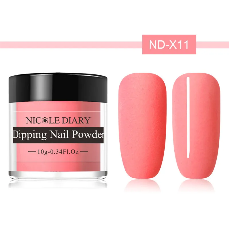 ND-X11 NICOLE DIARY 10 г, набор пудры для погружения ногтей, блестящая Порошковая голографическая пудра для маникюра, сухая хромированная пудра для украшения ногтей, гель - Цвет: ND-X11