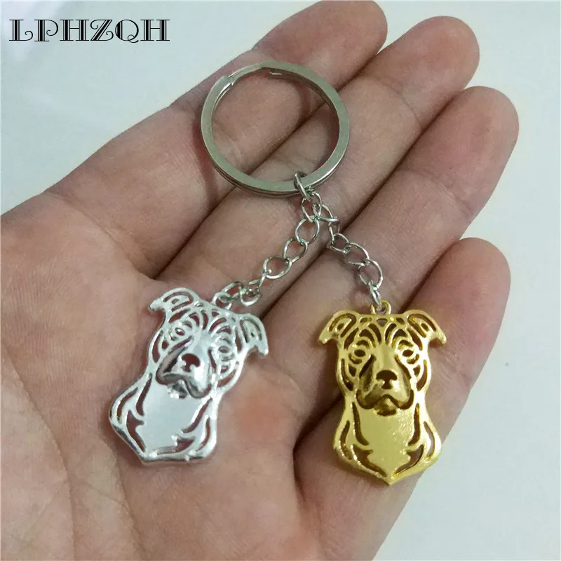 

LPHZQH Fashion Staffordshire Bull Dog Key Chain Women Handbag Pendant Accessories Charm Trendy Car Key Ring Jewelery Steampunk