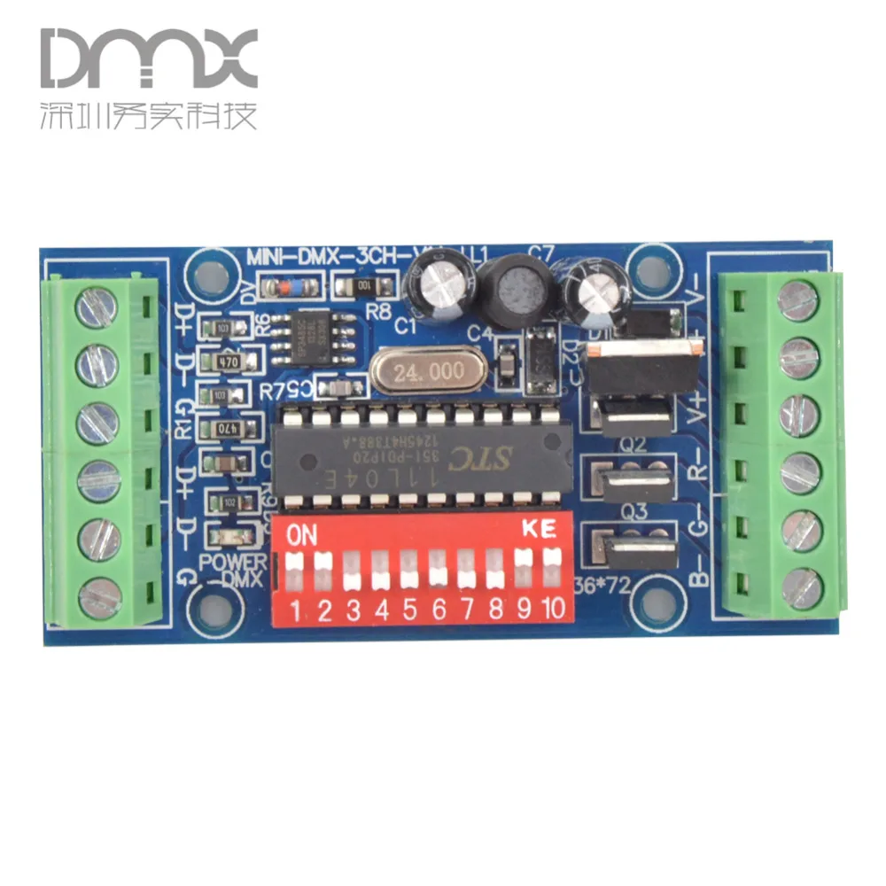 3CH легкий dmx контроллер MINI-DMX-3CH-V1 миниатюрный RGB LED dmx512 декодер DC5V-24V для