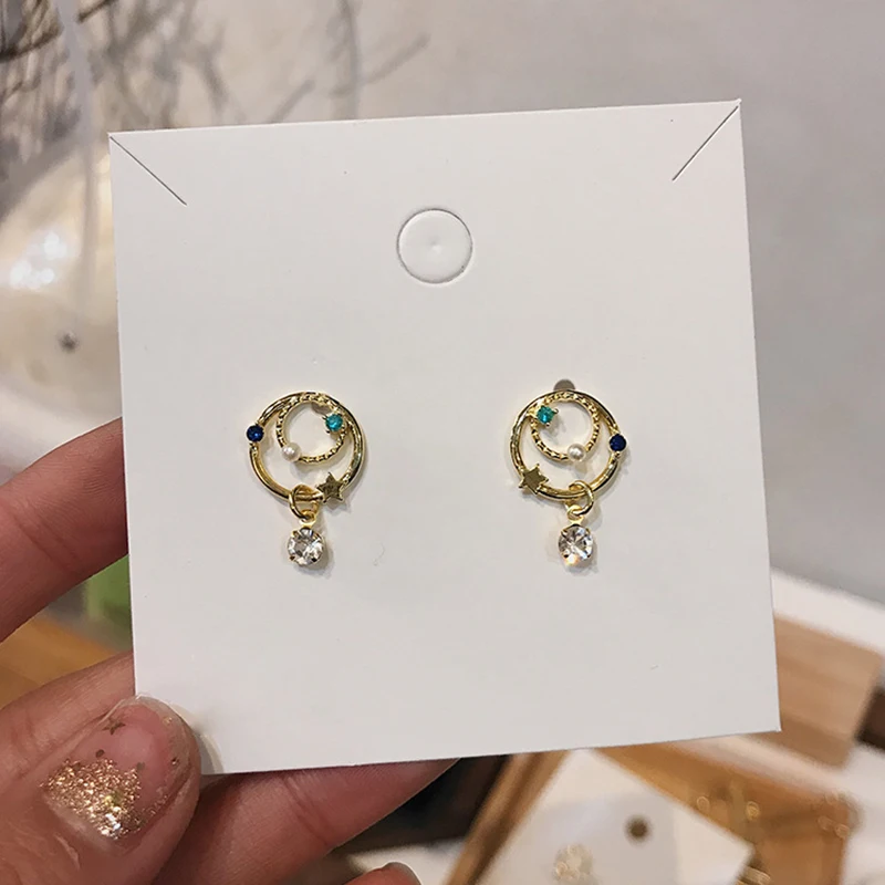 S925 Серебряная булавка Модные Цветные циркониевые двухкруглые серьги гвоздики