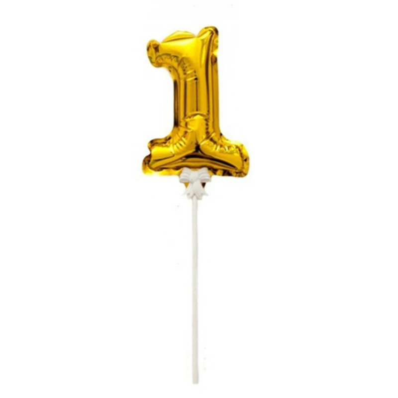 Gold 1 Mini мини золотые фольги номер воздушный шар топперы на свадебный торт украшения вечерние Детские Взрослые День рождения Юбилей флажки для торта поставки - Цвет: Gold 1