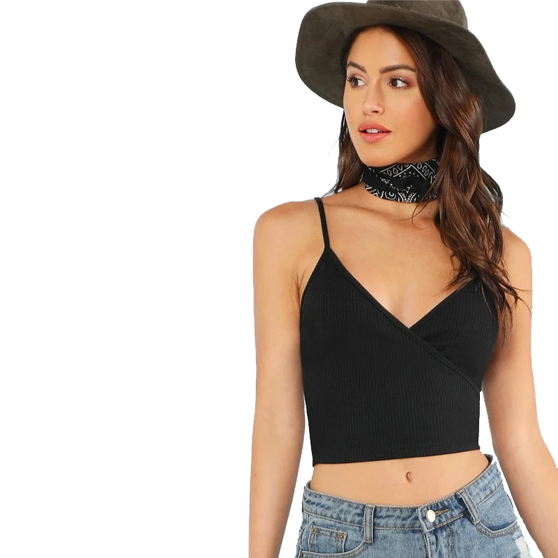 SHEIN Короткий Топ На Запах С Открытой Спиной Женские Летние Эластичные Сексуальные Топы Повседневные Топы