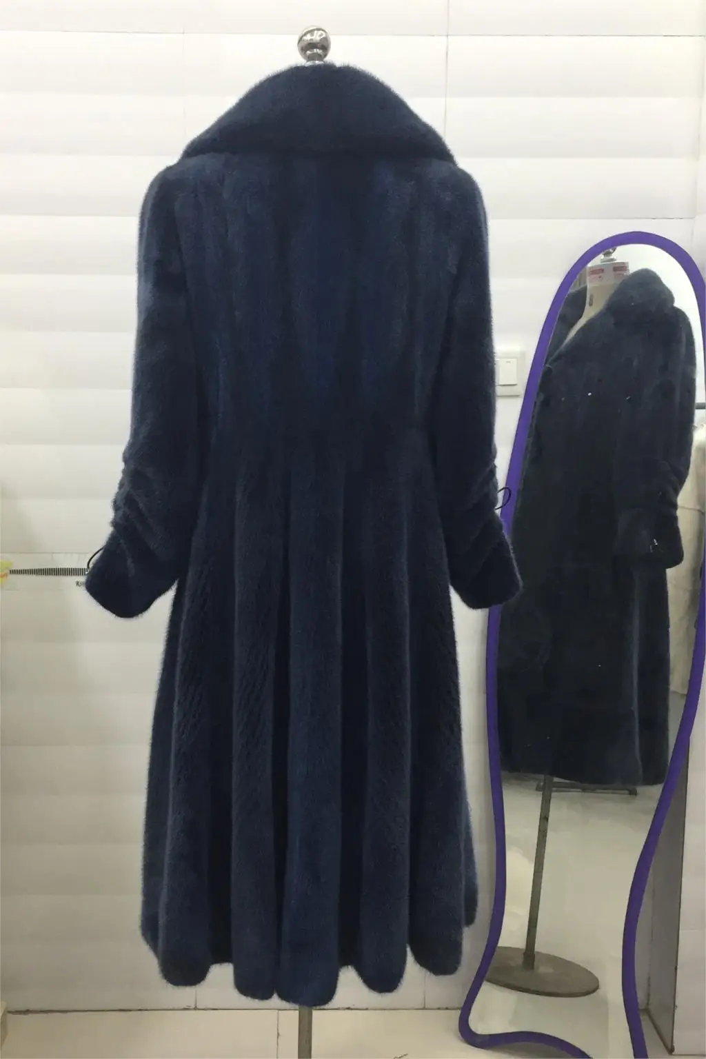 Новинка 2018 Женское пальто из натурального меха норки с длинным воротником |