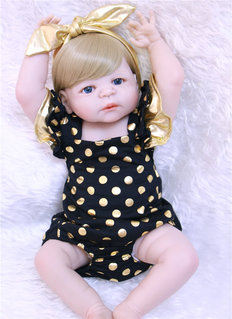 

22" Full Silicone Body Reborn Girl Baby Doll Toys 55cm Newborn Princess Babies Doll realistic bebe Birthday Gift Kids Brinquedos