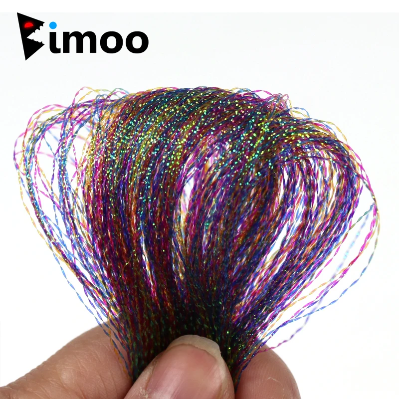 Bimoo 6 мешков перламутровая витая Радуга Flashabou для завязывания мушек тройной
