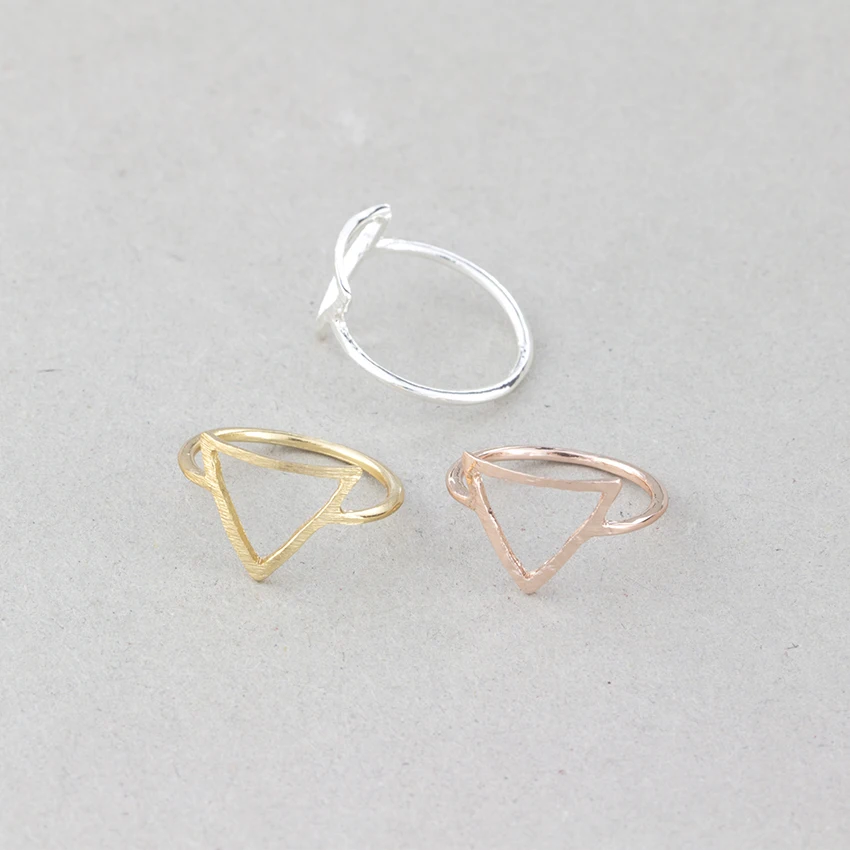 2pcs Simple Geometric Karma Round And Triangle Rings For Women Fashion Jewelry Rose Gold Ring Set Sister Gifts Anillos Mujer bff | Украшения