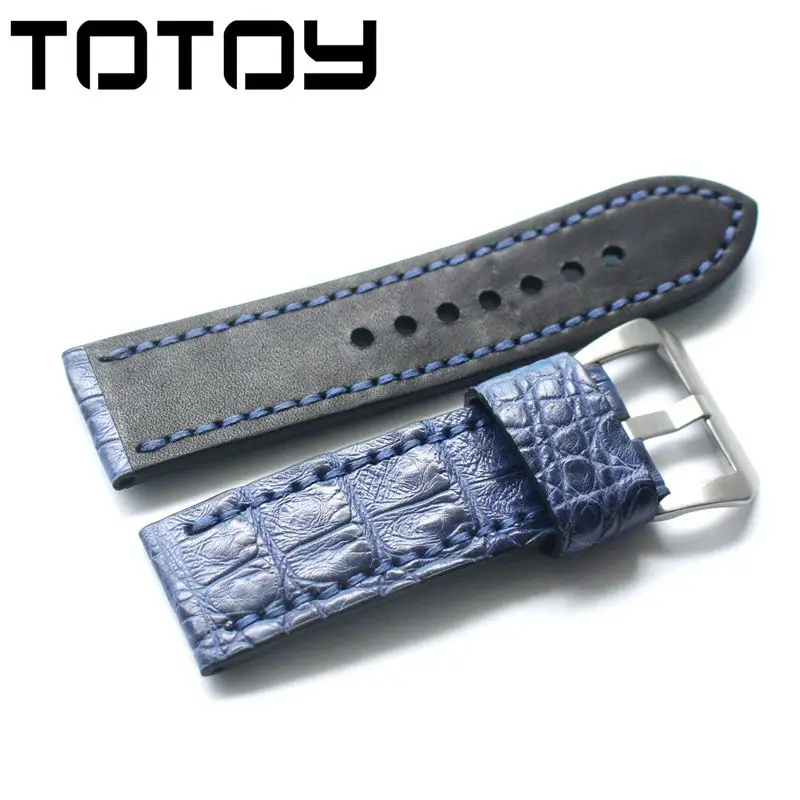 TOTOY ручной работы из крокодиловой кожи Ремешки для наручных часов 26 мм большая кость из крокодиловой кожи Ремешки для наручных часов, винтажные для PAM мужской ремень