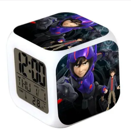 Темно-серый Большой Герой 6 фильм светодиодный Будильник часы Baymax horloge digitale дети игрушка Fred васаби - Цвет: Темно-серый