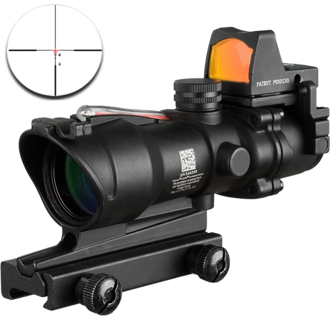 Оптический прицел 4X32 оптический CAHEVRON сетка волоконно-зеленая красная с RMR Mini red Dot