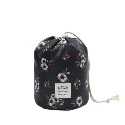Black flowers DIHFXX женская косметичка с ленивым шнурком, модная дорожная косметичка, органайзер, чехол для макияжа, сумка для хранения, набор туалетных и косметических принадлежностей - Цвет: Black flowers