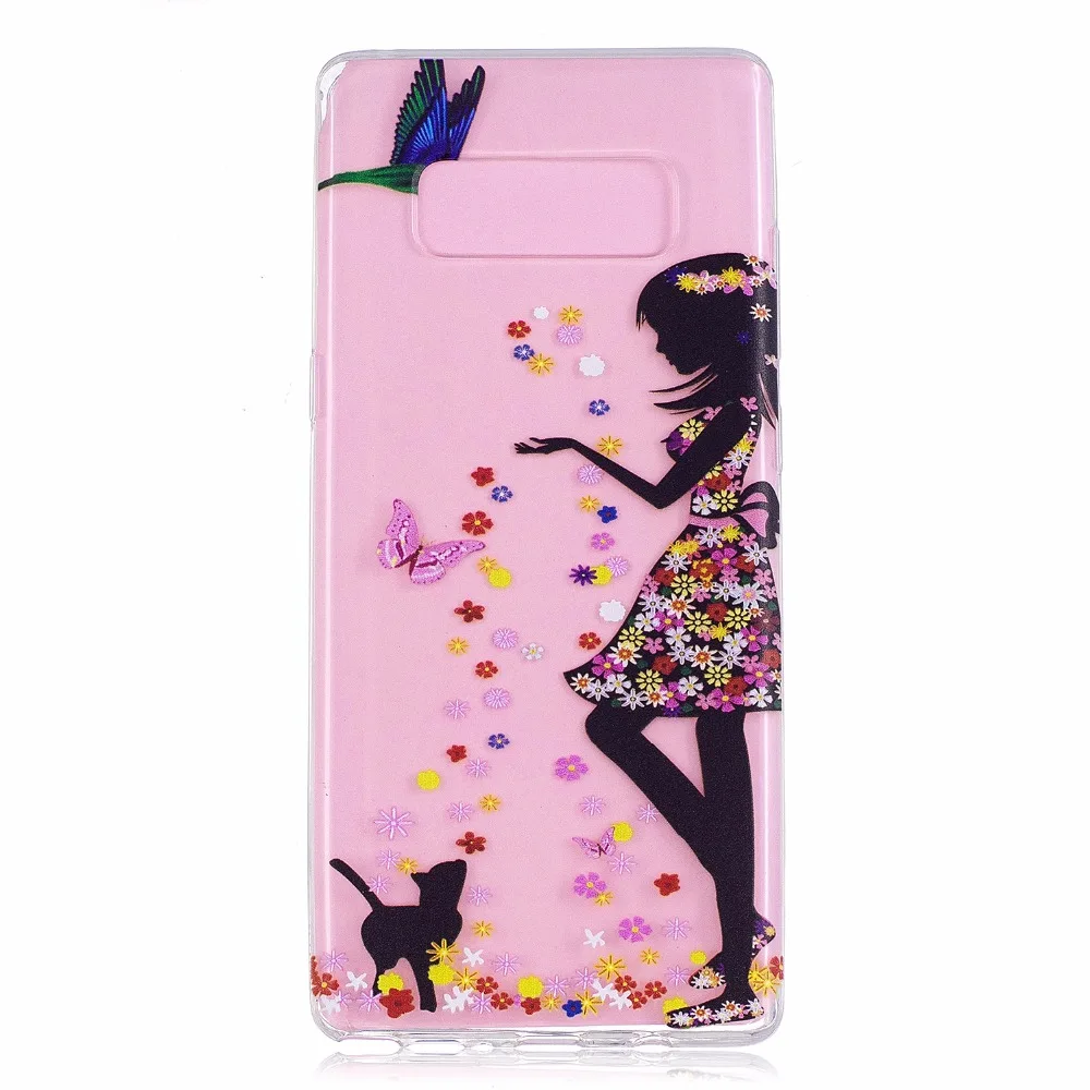Чехол для Note 8 ультра тонкий мультфильм бабочка Силиконовые Мягкий чехол ТПУ Samsung