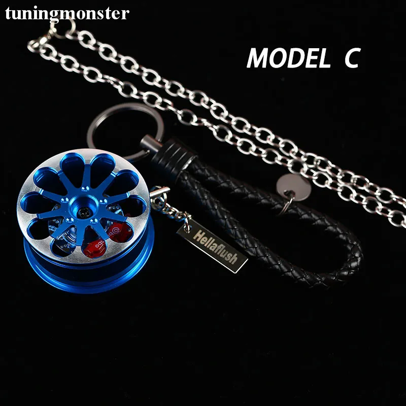 Model C Kit(Blue) Большой обод колеса автомобиля Авто заднего вида Mirrow брелок алюминиевый 1 комплект = колесо+ тормозной диск+ BV кожа+ подвеска+ цепь - Название цвета: Model C Kit(Blue)
