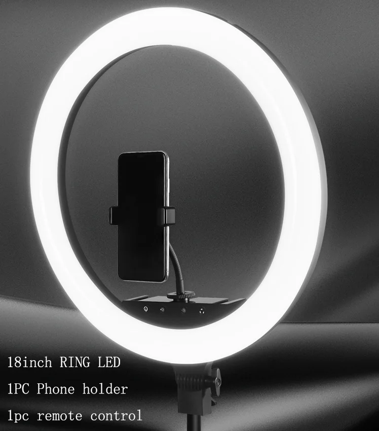 18inch ring led only Кольцевой светильник 26 см, 10 дюймов, с держателем для телефона, белая и желтая светодиодная usb-вилка 110 см, штатив 18 см, мини металлическая настольная подставка 185 см, держатель - Цвет: 18inch ring led only