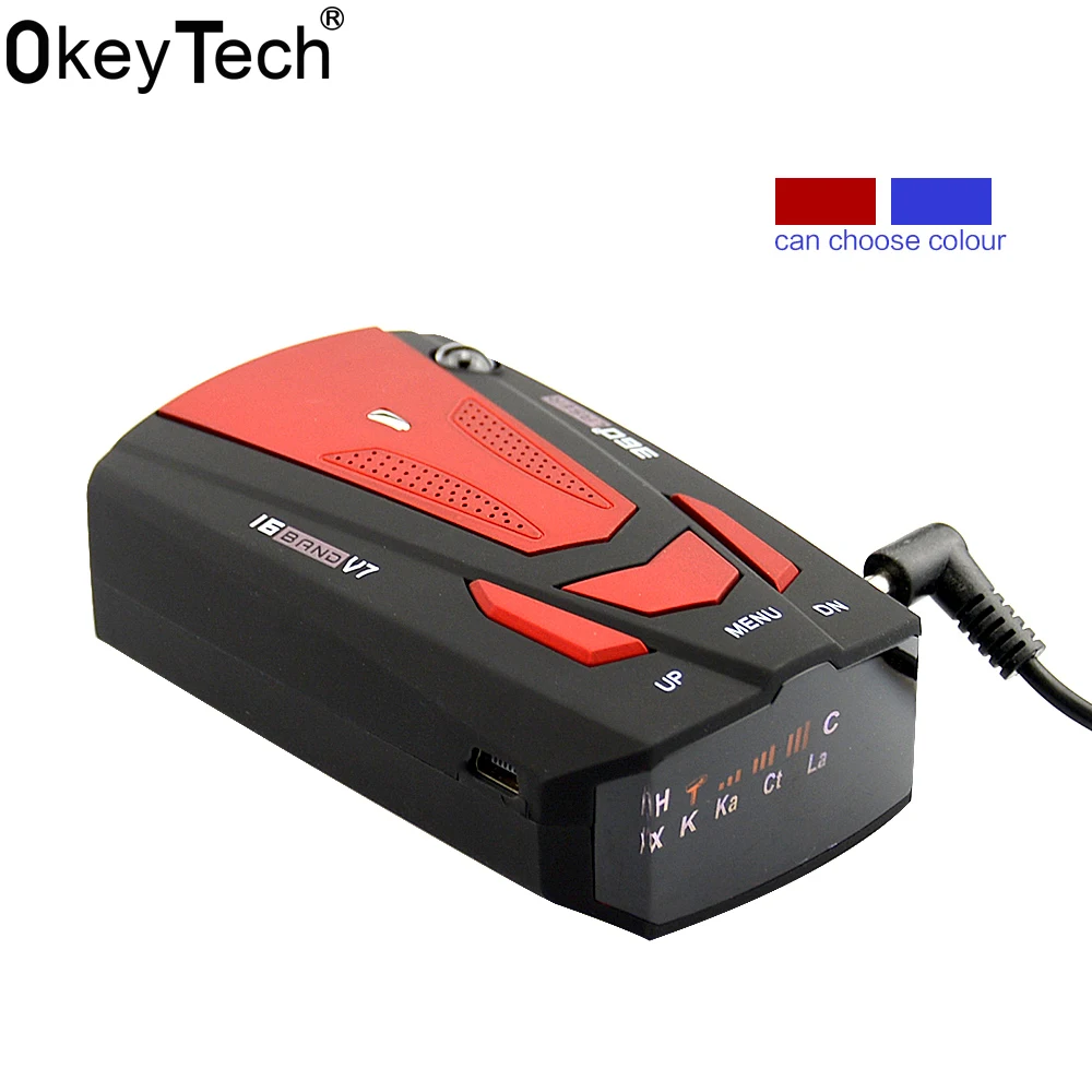 OkeyTech Best автомобиля Антирадары 360 градусов 16 диапазона сканирования Светодиодный Дисплей V7 автоматические детекторы английский/русский Голос оповещения Предупреждение