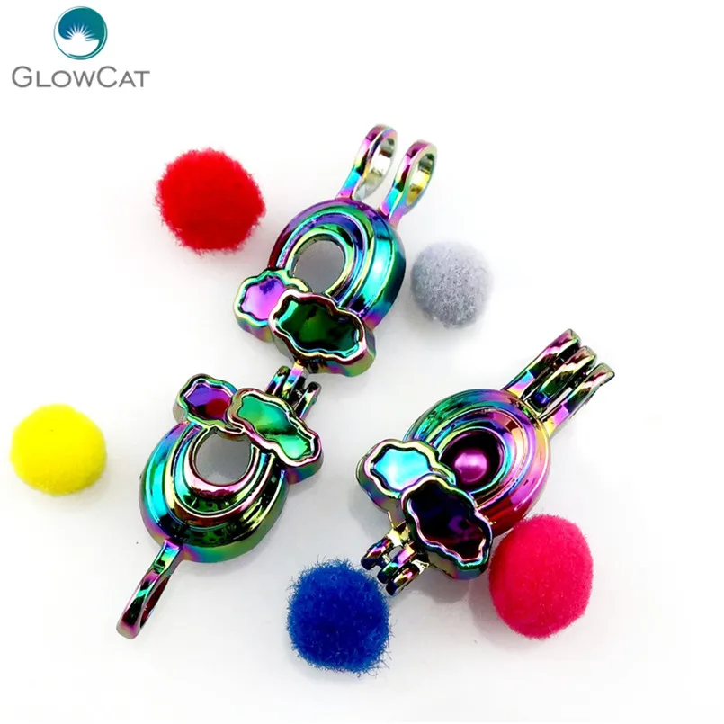 C654 5 шт./лот разноцветные радужные жемчужные клетки Подвеска Медальон сказочная