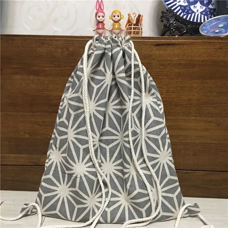 Дорожный рюкзак YILE из хлопка и льна на шнурке сумка для книг обуви серый