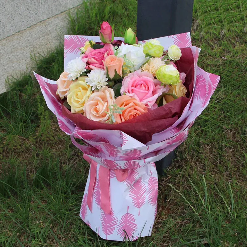 Новая крафт бумага тропические растения цветы букет оберточная день Святого